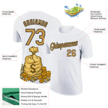 Load image into Gallery viewer, Custom White Old Gold-Black 3D Pattern Design Dollar Sign Money Theme Performance T-Shirt