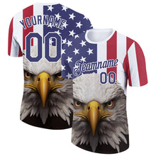 Load image into Gallery viewer, Custom White Royal-Red 3D American Flag And Eagle Performance T-Shirt