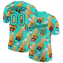 Load image into Gallery viewer, Custom Aqua Black 3D Pattern Design Hawaii Style Pineapple Performance T-Shirt