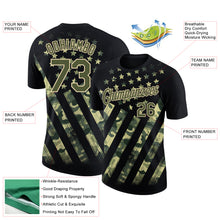 Load image into Gallery viewer, Custom Black Olive-City Cream 3D American Flag Performance T-Shirt
