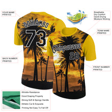 Load image into Gallery viewer, Custom Gold Black-White 3D Pattern Design Hawaii Palm Trees Performance T-Shirt