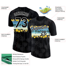 Load image into Gallery viewer, Custom Black White 3D Pattern Design Hawaii Palm Trees On Beach Performance T-Shirt
