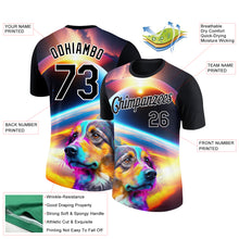 Load image into Gallery viewer, Custom Black White 3D Pattern Design Rave Animal Dog Performance T-Shirt