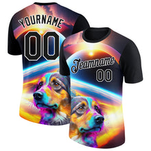 Load image into Gallery viewer, Custom Black White 3D Pattern Design Rave Animal Dog Performance T-Shirt