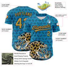 Load image into Gallery viewer, Custom Panther Blue Old Gold-Black 3D Pattern Design Football Jaguar Helmet And Ball Authentic Baseball Jersey