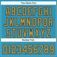 Load image into Gallery viewer, Custom Panther Blue Old Gold-Black 3D Pattern Design Football Jaguar Helmet Authentic Baseball Jersey