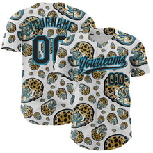 Load image into Gallery viewer, Custom White Black-Panther Blue 3D Pattern Design Football Jaguar Helmet Authentic Baseball Jersey