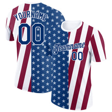 Load image into Gallery viewer, Custom White US Navy Blue-Maroon 3D Pattern Design Star Performance T-Shirt