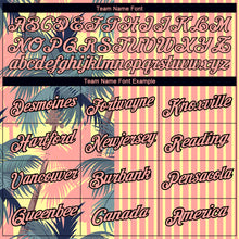 Load image into Gallery viewer, Custom Medium Pink Light Yellow-Black 3D Tropical Hawaii Trees Performance T-Shirt