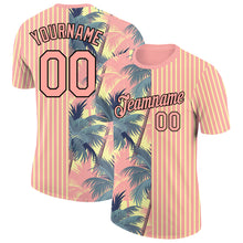 Load image into Gallery viewer, Custom Medium Pink Light Yellow-Black 3D Tropical Hawaii Trees Performance T-Shirt