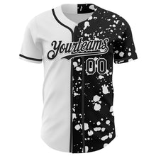 Load image into Gallery viewer, Custom Black White 3D Pattern Design Rave Splash Authentic Baseball Jersey