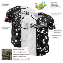 Load image into Gallery viewer, Custom Black White 3D Pattern Design Rave Splash Authentic Baseball Jersey