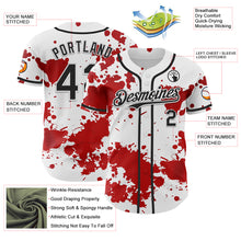 Load image into Gallery viewer, Custom White Black-Red 3D Pattern Design Rave Splash Authentic Baseball Jersey