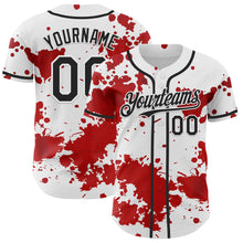 Load image into Gallery viewer, Custom White Black-Red 3D Pattern Design Rave Splash Authentic Baseball Jersey