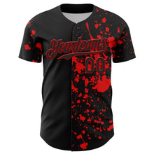 Load image into Gallery viewer, Custom Black Red 3D Pattern Design Rave Halloween Skull Authentic Baseball Jersey