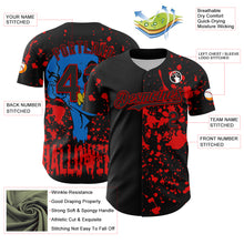 Load image into Gallery viewer, Custom Black Red 3D Pattern Design Rave Halloween Skull Authentic Baseball Jersey