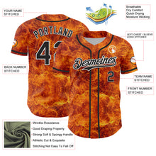 Load image into Gallery viewer, Custom Orange Black-White 3D Pattern Design Rave Flame Authentic Baseball Jersey