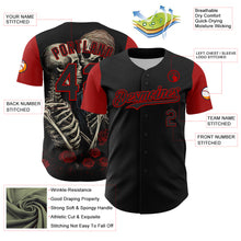 Load image into Gallery viewer, Custom Black Red 3D Pattern Design Rave Gothic Style Authentic Baseball Jersey