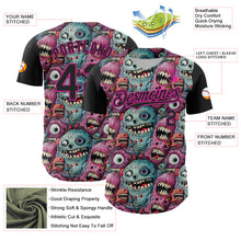 Load image into Gallery viewer, Custom Black Deep Pink 3D Pattern Design Rave Monster Authentic Baseball Jersey