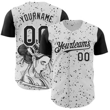 Load image into Gallery viewer, Custom White Black 3D Pattern Design Rave Dark Art Authentic Baseball Jersey