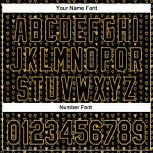 Load image into Gallery viewer, Custom Black Old Gold 3D Pattern Design Hearts Authentic Baseball Jersey