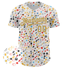Load image into Gallery viewer, Custom White Old Gold 3D Pattern Design Beer Festival Authentic Baseball Jersey