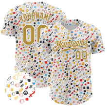 Load image into Gallery viewer, Custom White Old Gold 3D Pattern Design Beer Festival Authentic Baseball Jersey