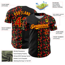 Load image into Gallery viewer, Custom Black Red-Yellow 3D Pattern Design Animal Lobster Fruit Lemon Authentic Baseball Jersey