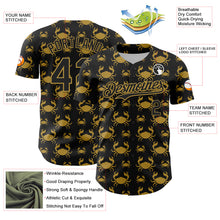 Load image into Gallery viewer, Custom Black Old Gold 3D Pattern Design Animal Crab Fruit Lemon Authentic Baseball Jersey