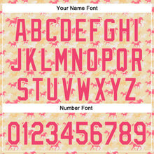 Load image into Gallery viewer, Custom Cream Neon Pink 3D Pattern Design Animal Horse Authentic Baseball Jersey