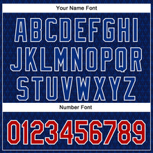 Load image into Gallery viewer, Custom Navy Red-Royal 3D Pattern Design Hearts Authentic Baseball Jersey