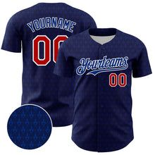 Load image into Gallery viewer, Custom Navy Red-Royal 3D Pattern Design Hearts Authentic Baseball Jersey