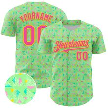 Load image into Gallery viewer, Custom Pea Green Pink-Yellow 3D Pattern Design Geometric Shape Authentic Baseball Jersey