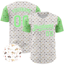Load image into Gallery viewer, Custom White Pea Green 3D Pattern Design Rodeo Cowboy Authentic Baseball Jersey