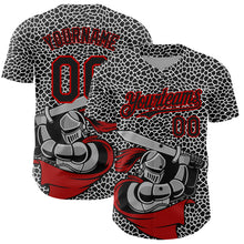 Load image into Gallery viewer, Custom Black Red-White 3D Pattern Design Knight Hero Art Authentic Baseball Jersey