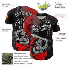Load image into Gallery viewer, Custom Black Red-White 3D Pattern Design Knight Hero Art Authentic Baseball Jersey