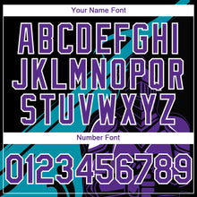 Load image into Gallery viewer, Custom Black Purple-Teal 3D Pattern Design Knight Hero Art Authentic Baseball Jersey