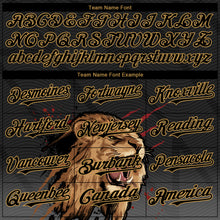 Load image into Gallery viewer, Custom Black Old Gold 3D Pattern Design Animal Lion Authentic Baseball Jersey