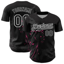 Load image into Gallery viewer, Custom Black Pink-White 3D Pattern Design Animal Panther Authentic Baseball Jersey