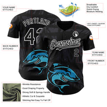Load image into Gallery viewer, Custom Black White 3D Pattern Design Animal Shark Authentic Baseball Jersey