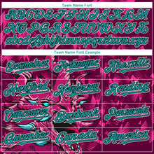 Load image into Gallery viewer, Custom Crimson Teal-Black 3D Pattern Design Animal Dragon Authentic Baseball Jersey