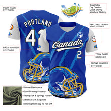 Load image into Gallery viewer, Custom Thunder Blue White-Black 3D Pattern Design Football Helmet And Animal Claw Authentic Baseball Jersey