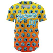 Load image into Gallery viewer, Custom Light Yellow Sky Blue Orange-Cream 3D Pattern Design Football Helmet Authentic Baseball Jersey
