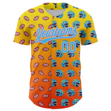 Load image into Gallery viewer, Custom Light Yellow Sky Blue Orange-Medium Pink 3D Pattern Design Football Helmet And Football Elements Authentic Baseball Jersey
