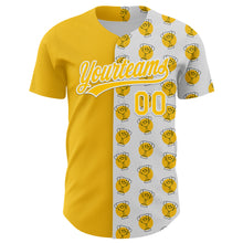 Load image into Gallery viewer, Custom White Yellow 3D Pattern Design Champion Trophy Authentic Baseball Jersey