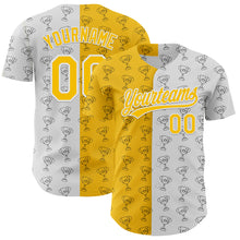 Load image into Gallery viewer, Custom White Yellow 3D Pattern Design Champion Trophy Authentic Baseball Jersey