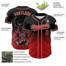 Load image into Gallery viewer, Custom Black Red-White 3D Pattern Halloween Skull Authentic Baseball Jersey