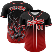Load image into Gallery viewer, Custom Black Red-White 3D Pattern Halloween Skull Authentic Baseball Jersey