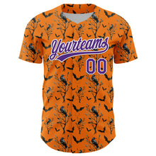 Load image into Gallery viewer, Custom Bay Orange Purple-White 3D Pattern Halloween Authentic Baseball Jersey