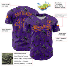 Load image into Gallery viewer, Custom Purple Bay Orange 3D Pattern Halloween Authentic Baseball Jersey